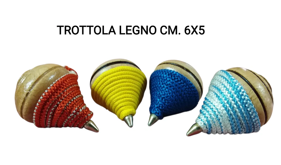 TROTTOLA VINTAGE IN LEGNO DI FAGGIO ARTIGIANALE CM. 6x5 PUNTA METALLO FILO 1 PZ. - Immagine 1 di 4