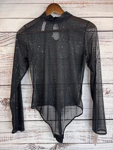 Body Auden Negro Transparente L Manga Larga Cuello Simulado Brillante Sexy Hada Caprichoso Nuevo con Etiquetas - Imagen 1 de 8