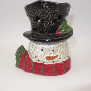 Yankee Candle Ceramic Snowman Tealight Wax Tart Melt Warmer 2012 Christmas - Picture 1 of 8