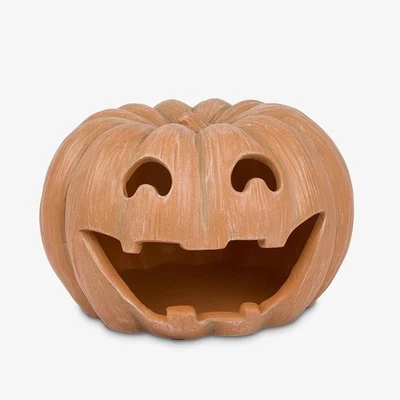 Luminara Jack-o'-Lantern Resina Calabaza Tealight Soporte, 10" x 6.75" - Cepillo Seco Foto 1 de 4