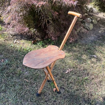 Старинная деревянная трость со складным сиденьем Swagger редкая - Изображение 1 из 4