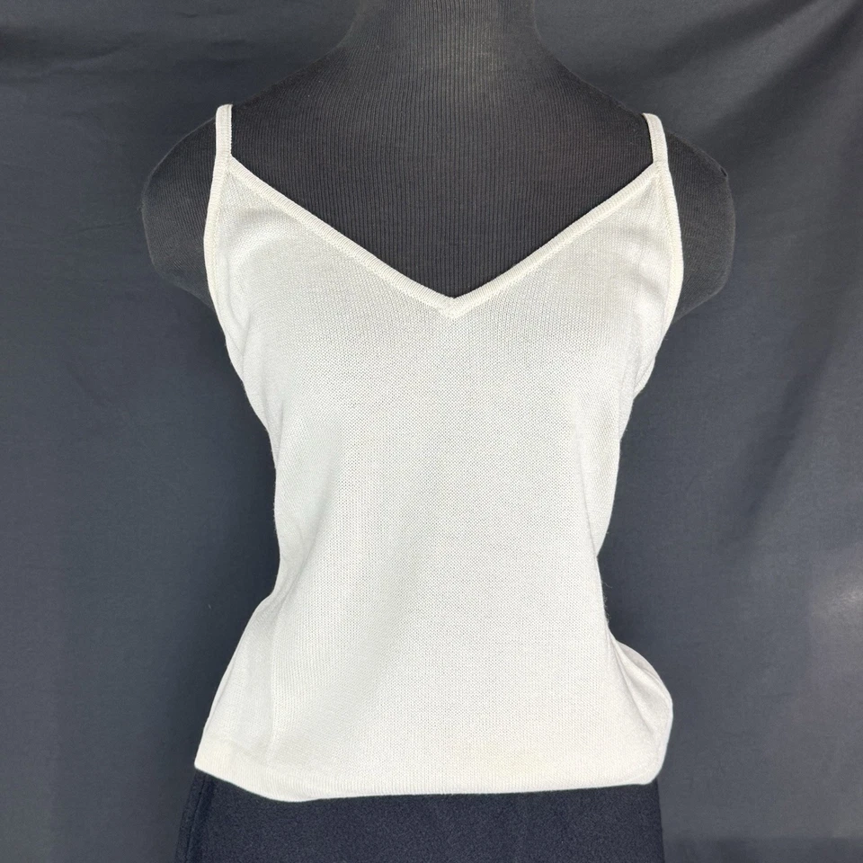 Camiseta sin mangas St John NUEVA para mujer marfil crema correa de espagueti talla M camisola mediana Foto 1 de 4