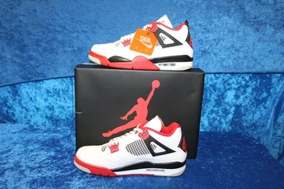 Nuevo Air Jordan 4 Retro OG DC7770 160 2020 rojo fuego EE. UU. talla 10,5 cuero blanco Foto 1 de 4