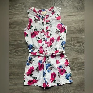 NEW Kate Spade Girls’ Sleeveless White Floral Shorts Ruffle Romper Size 10 - Picture 1 of 7