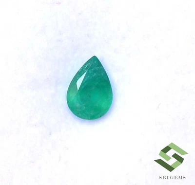 7x5 mm Certified Natural Emerald Pear Cut 0.55 CTS Untreated Loose Gemstone - Image 1 of 4