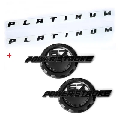 4 OEM 6,7 L POWERSTROKE SUPER DUTY + emblema platino se adapta a F250 F350 negro Foto 1 de 4
