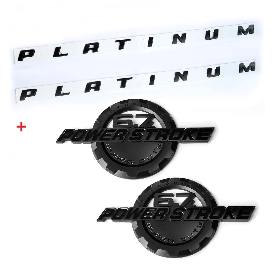 4 OEM 6,7 L POWERSTROKE SUPER DUTY + emblema platino se adapta a F250 F350 negro Foto 1 de 4