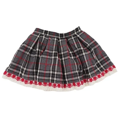 Monnalisa Italia Niñas 4 Mezcla de Lana Negro Rojo Plisado Dobladillo Encaje Ribete Tul Falda Foto 1 de 4