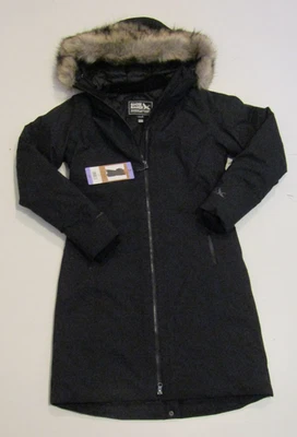 EDDIE BAUER Womens Black Detachable Fur Down Parka Coat Sz XS X-Small NWT - Image 1 of 4