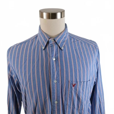 Camisa a Rayas American Eagle Para Hombres Abotonada Azul Rojo Blanco M De Colección Foto 1 de 4