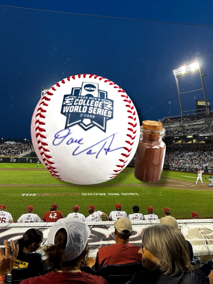 Arkansas Razorbacks Dave Van Horn CWS Baseball Signed Autographed OMAHOGS ! - Image 1 of 1