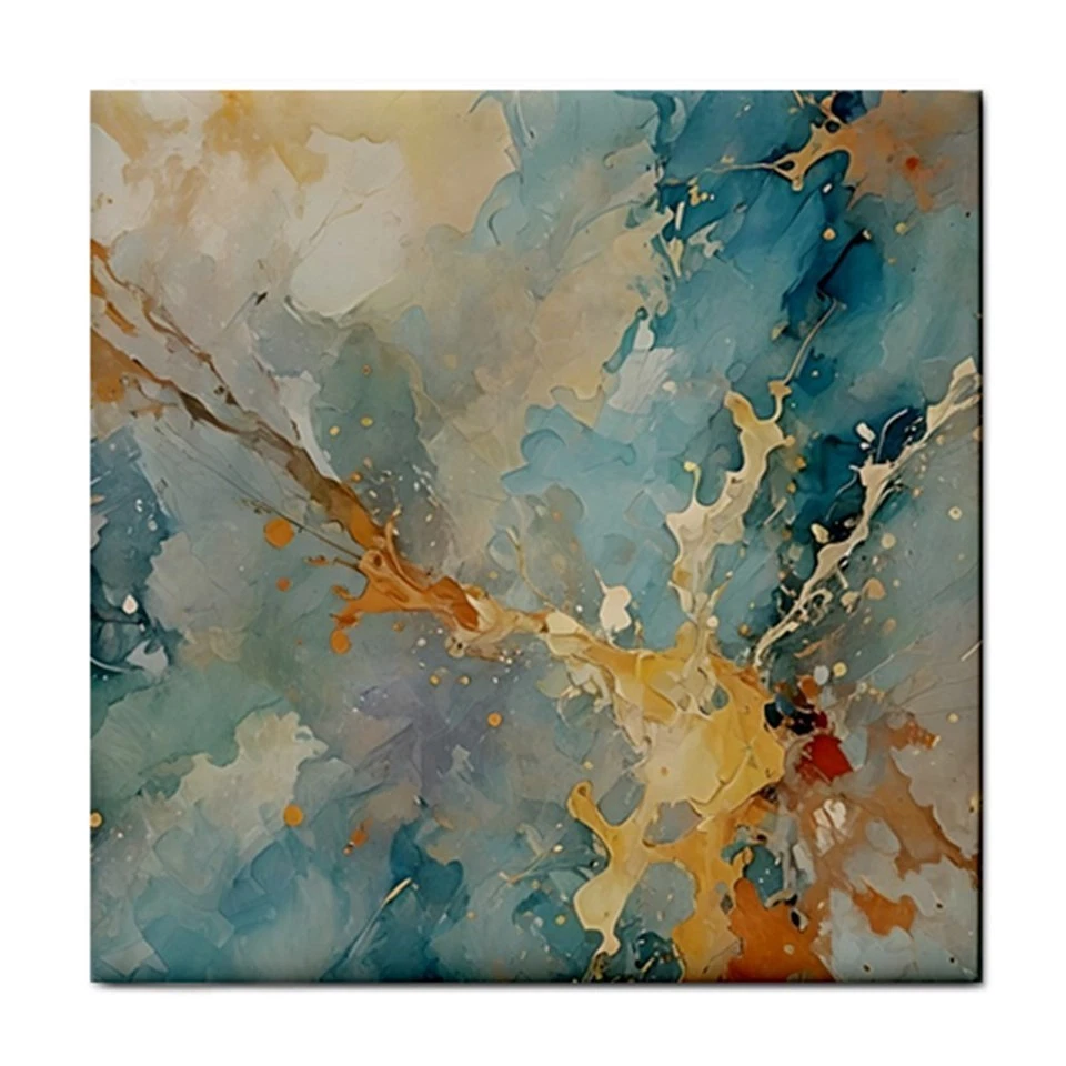 Azulejo Cerámico Abstracto Verde Naranja 4.25x4.25, 6x6 u 8x8 pulgadas Impreso en EE. UU. Foto 1 de 1