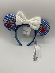 Disney Parks Gingham Cottage Blume kariert Minnie Maus Ohren Stirnband * Neu mit Etikett - Bild 1 von 7