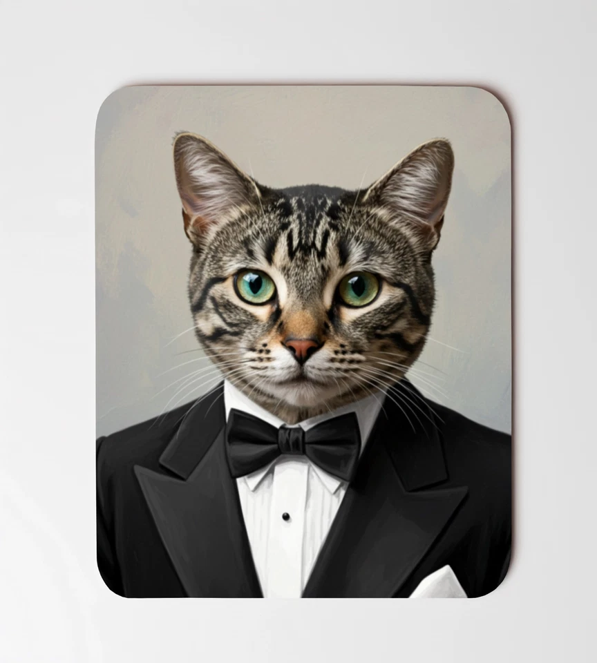 Custom Cat In Tuxedo Pet Portrait Mouse Pad Desk Mat Non Slip Rectangle Mousepad - Image 1 of 1