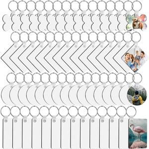 120Pcs Sublimation Keychain Blanks Bulk, DIY MDF 4 Shape Sublimation Blank Ke... - Picture 1 of 7