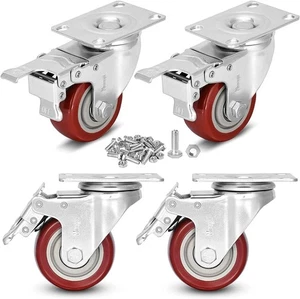 3 inch Heavy Duty Casters Load 1500lbs,Lockable Bearing Caster Wheels with Brak - Picture 1 of 7