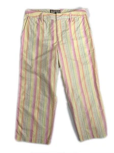 Pantalones cortos capri Caribbean Joe rosa amarillo pastel a rayas para mujer, talla 8 - Imagen 1 de 6