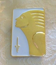 Free S&H 1 1/8 by 7/8 Inch Art Deco Lady Egyptian Pharaoh? Small enameled Pin