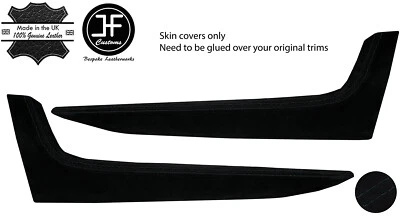 BLACK STITCH 2X DOOR POCKET TRIM SUEDE COVERS FITS SMART ROADSTER 452 03-05 - Image 1 of 2