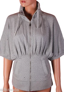 Fenchurch Grey Black Spotted Batwing Fleece Sweatshirt Top Free UK Ship Small - Picture 1 of 3