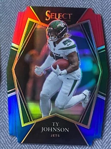 2021 Select Prizm Premier Level Red Blue Die Cut #127 Ty Johnson Jets - Picture 1 of 2