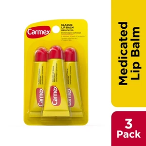 Carmex Classic Tubi Balsamo Labbra Medicato, Crema Idratante Labbra, 3 Conteggi (1 Confezione da 3) - Foto 1 di 7