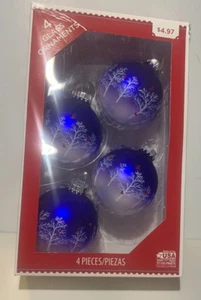 4 Glass Christmas Oranaments Holiday Time - Picture 1 of 3