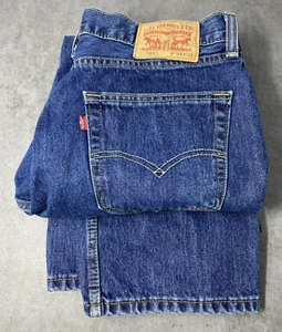 Jeans Levi’s 505 uomo taglia 34x34 gamba dritta affusolata blu denim pantaloni abbigliamento da lavoro - Foto 1 di 11