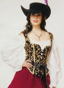 Corset Bodice Top Renaissance Lady Wench Fancy Dress Up Halloween Adult Costume - Picture 1 of 4