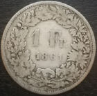 SUISSE Pièce MONNAIE 1 franc Helvetia assise 1861 B RARE ARGENT
