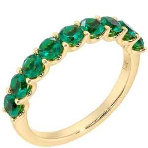 Peora 14K Yellow Gold Round Created Emerald Ring , Size 4 - Picture 1 of 5