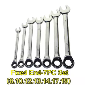 6/7pc Combination Wrench Set Open & Ratcheting Box End, Chromium Vanadium Alloy - Picture 1 of 7
