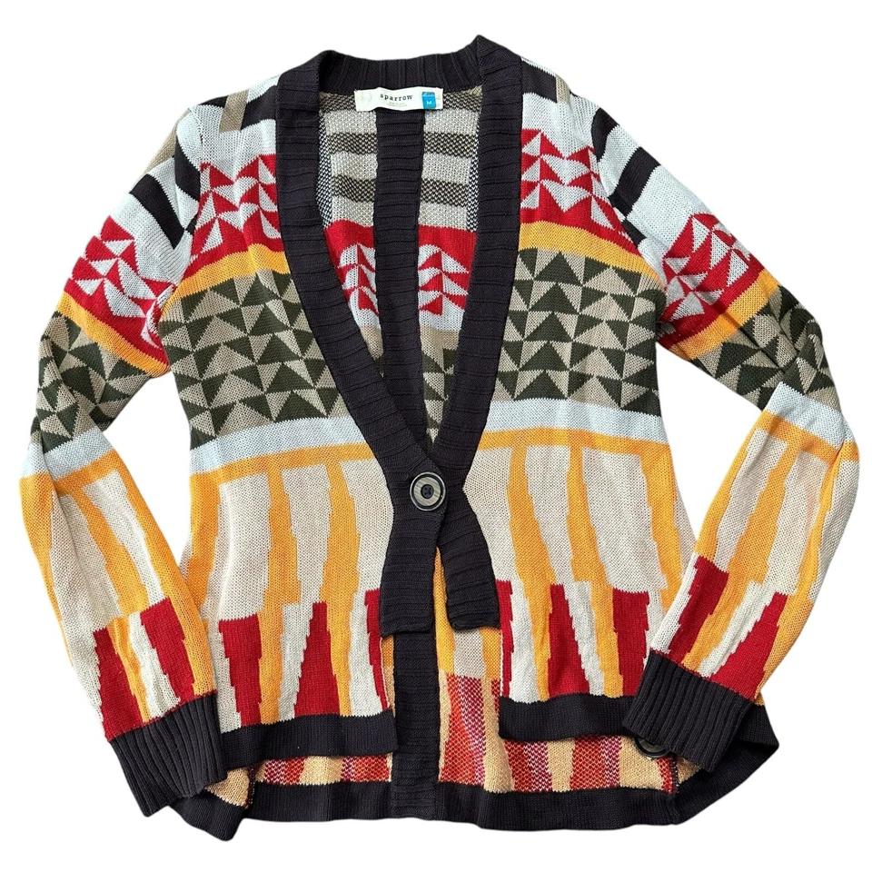 SPARROW Women’s M Button Front Chevron Retro Style Cardigan Sweater 70s - Image 1 of 4
