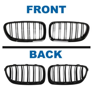 Gloss Black Dual Slat Front Kidney Grille Grill 2010-2016 11 For BMW F10 F11 M5 - Picture 1 of 14