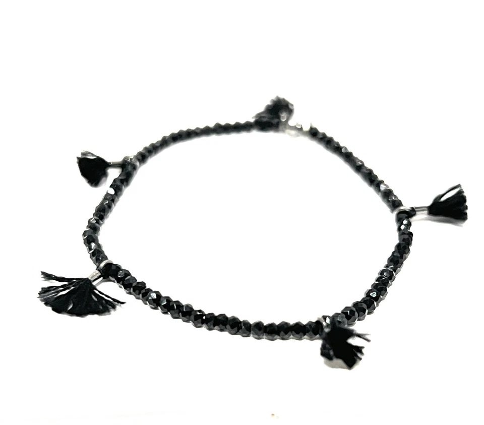 Shashi Lilu Black Crystal Bracelet With Black Tassel Accents One Size Fits All - Image 1 of 3