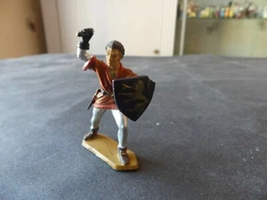 FIGURINE STARLUX MOYEN AGE CHEVALIER BORDEAUX BOUCLIER LION NOIR (CASSE)  - Picture 1 of 2