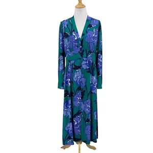Diane Von Furstenberg Dress Women 12 Erica Floral Print Crepe Smocked Waist Midi - Picture 1 of 12