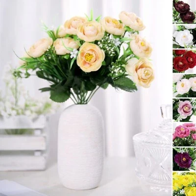 4 pcs 12" ARTIFICIAL SILK Peony FLOWER Bushes Bouquets Wedding Party Supplies - Image 1 of 4