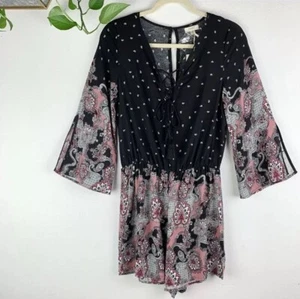 Pagliaccetto donna Ganji nuovo con etichette malva e nero stampa paisley stringato taglia L - Foto 1 di 4