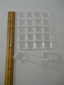 PLASTIC DISPLAY/STORAGE HINGED BOXES  1-1/8" x 1-1/8" x 3/8" , 12 BOXES  (NEW) - Picture 1 of 8