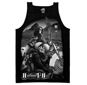 TOP SIN MANGAS PARA HOMBRE DAVID GONZALES DGA RIDE OR DIE HIGHWAY TO HELL CALAVERA M-3XL - Imagen 1 de 3