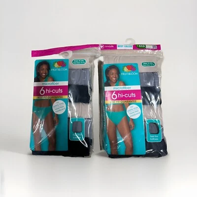 Fruit of the Loom Women's 6 Microfiber Underwear Hi-Cut 2 Pack Size 9/2XL - Image 1 of 2