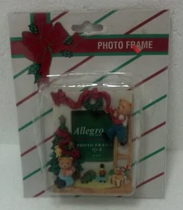Allegro Xmas photo frame 1 1/2"x2" photo/3 1/4"x2 3/4" frame NEW w/easel stand - Bild 1 von 5