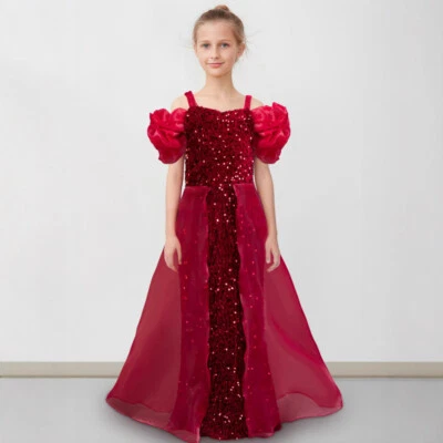 Kids Flower Girls Princess Long Dress Bridesmaid Formal Party Birthday Gown New - image 1 of 4