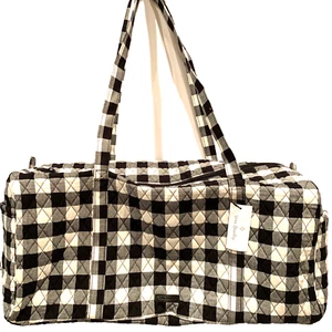 Vera Bradley Duffel Buffalo Check Large Travel Duffel Bag Black Folding Luggage - Picture 1 of 6