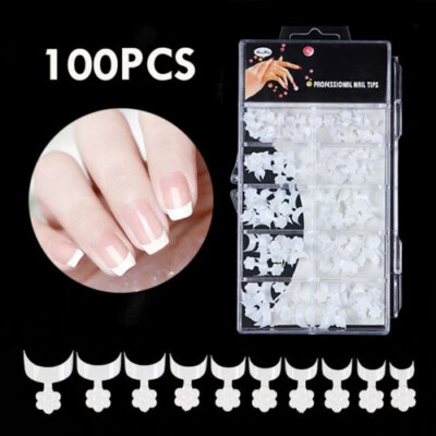 500/100 Pezzi Di Unghie Finte Corte Bianche Per Unghie Francesi In Acrilico ☆ - Immagine 1 di 4