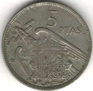 1964 SPANIEN FÜNF PESETEN ~ SIE BEWERTEN ES. stk 14 - Bild 1 von 4