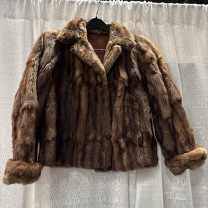 Vintage Mink Fur Coat Short Women's 1960's brown No Tag Fits Like Medium - Picture 1 of 9