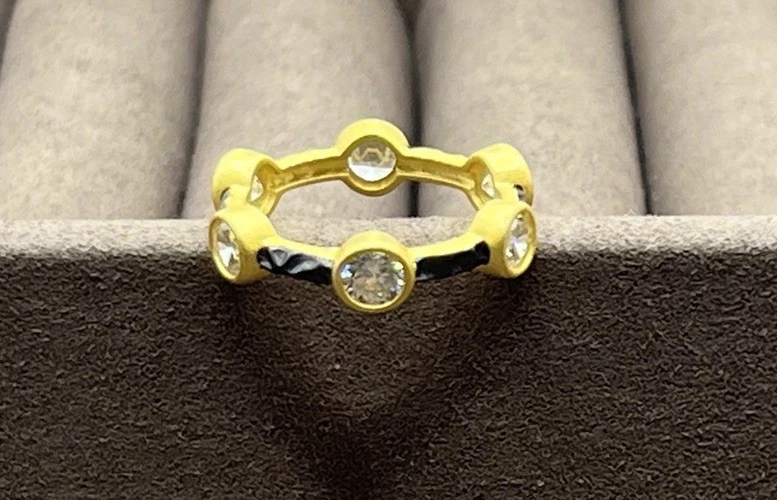 Freida Rothman Starry Night Ring 14k Gold & Black Rhodium Plated SS Sz5 NEW - Image 1 of 4