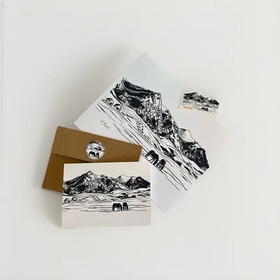 Juego de tarjetas de felicitación “Mountains Horizon” impresión artística, tarjeta de versículo bíblico, pegatina de vinilo Foto 1 de 4